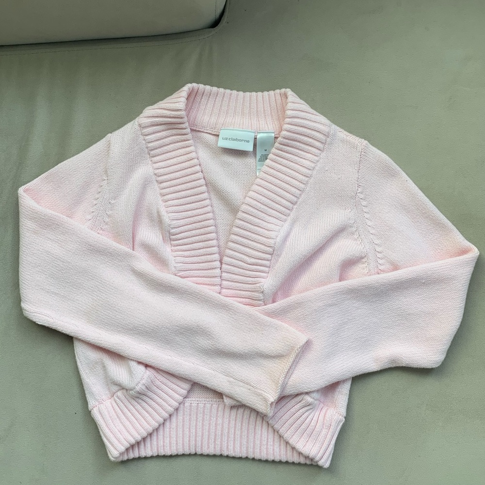 CROPPED BABY PINK Y2K CARDIGAN